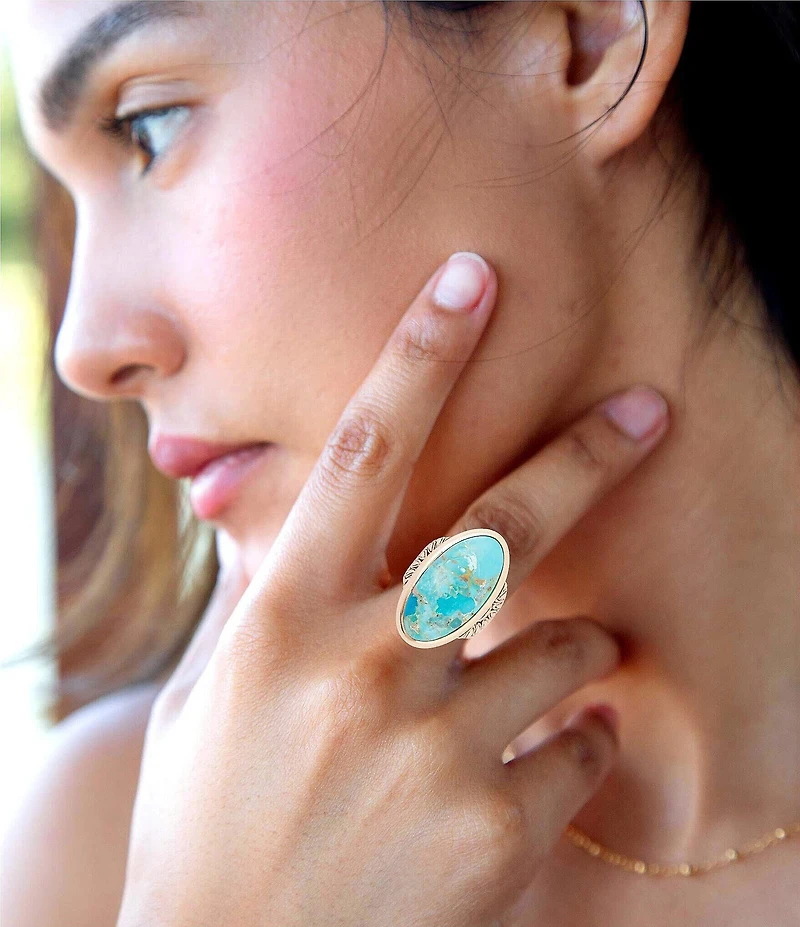 Barse Bronze and Genuine Turquoise Onyx Statement Ring