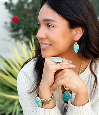 Barse Bronze and Genuine Turquoise Onyx Statement Ring