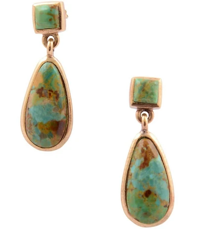 Barse Bronze and Genuine Turquoise Patagonia Drop Earrings