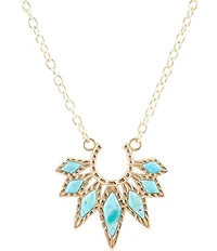 Barse Mesa Blue Turquoise Starburst Golden Pendant Necklace