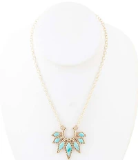 Barse Mesa Blue Turquoise Starburst Golden Pendant Necklace