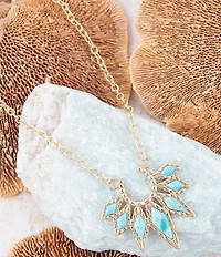 Barse Mesa Blue Turquoise Starburst Golden Pendant Necklace