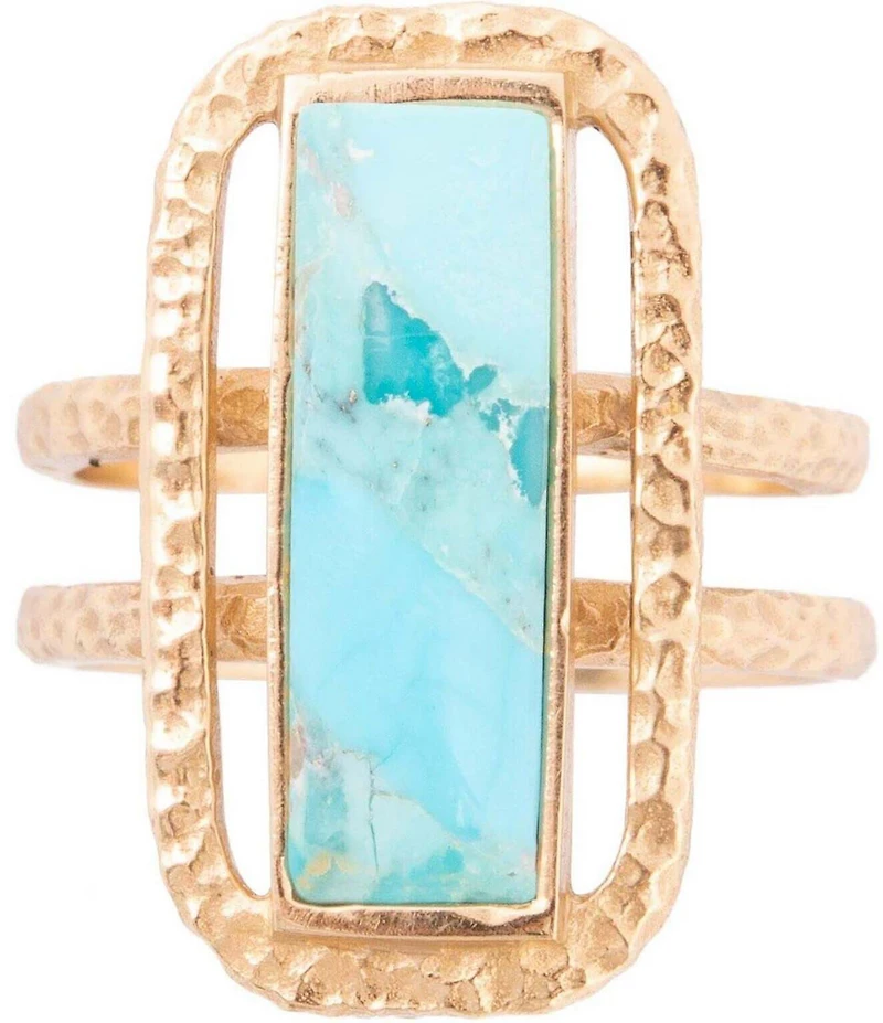 Barse Willa Blue Turquoise Golden Statement Ring