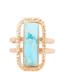 Barse Willa Blue Turquoise Golden Statement Ring
