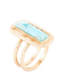 Barse Willa Blue Turquoise Golden Statement Ring