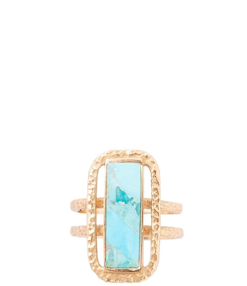 Barse Willa Blue Turquoise Golden Statement Ring