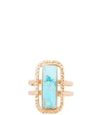 Barse Willa Blue Turquoise Golden Statement Ring