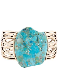 Barse Abstract Blue Turquoise Golden Statement Cuff Bracelet
