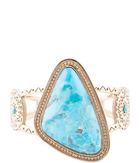 Barse Tulum Blue Turquoise Golden Cuff Bracelet