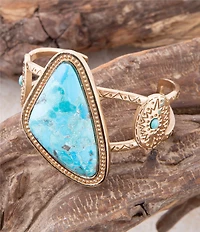 Barse Tulum Blue Turquoise Golden Cuff Bracelet