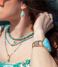 Barse Tulum Blue Turquoise Golden Cuff Bracelet