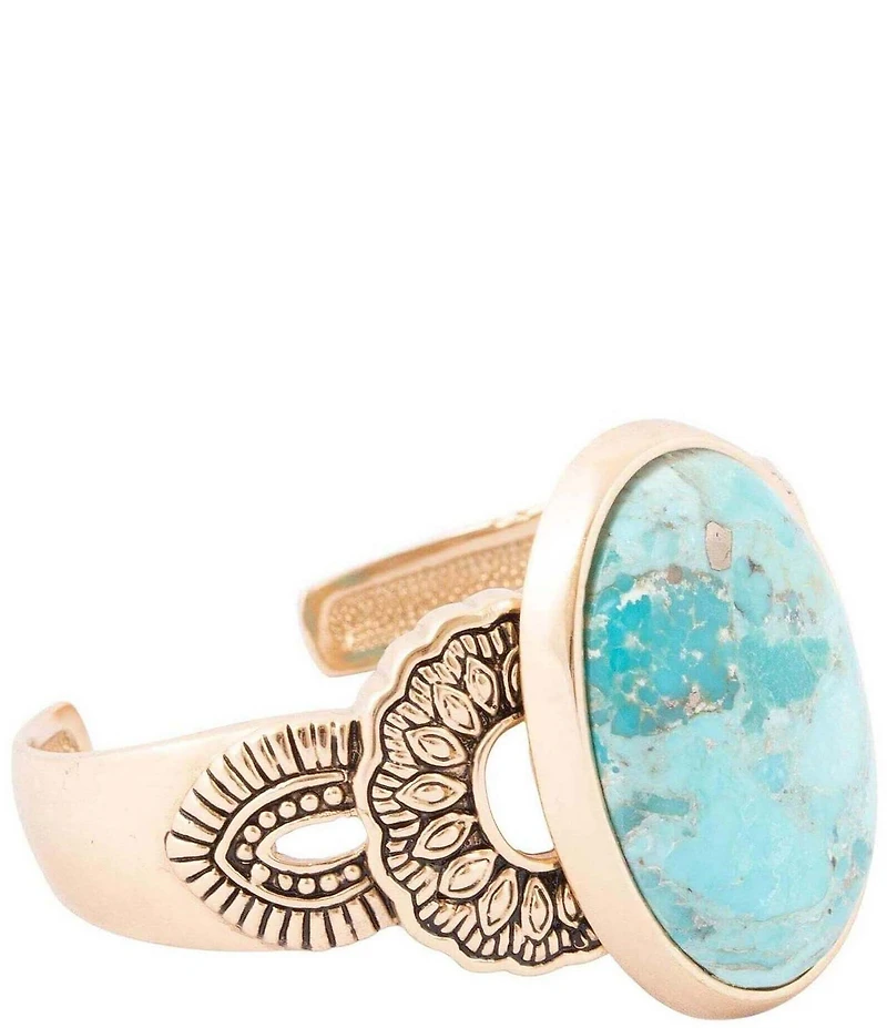 Barse Genuine Turquoise Bronze Statement Cuff Bracelet