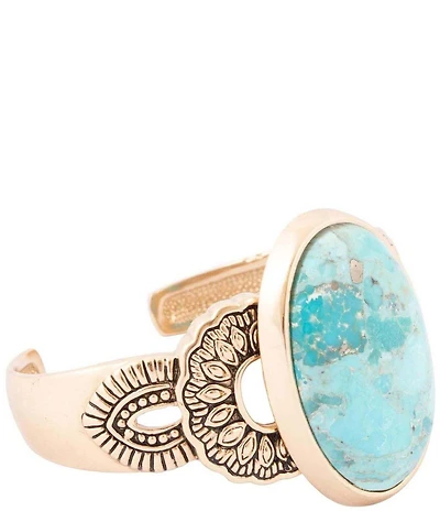 Barse Genuine Turquoise Bronze Statement Cuff Bracelet