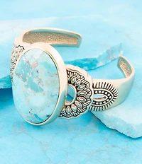 Barse Genuine Turquoise Bronze Statement Cuff Bracelet
