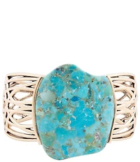Barse Abstract Blue Turquoise Golden Statement Cuff Bracelet