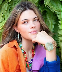 Barse Abstract Blue Turquoise Golden Statement Cuff Bracelet