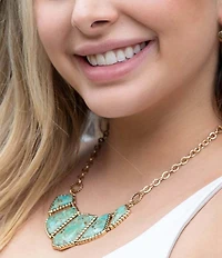 Barse Blue Turquoise and Goldtone Statement Necklace