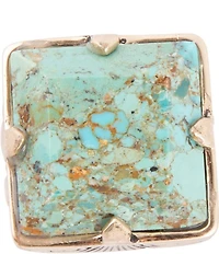 Barse Square Statement Blue Turquoise Golden Ring