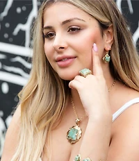 Barse Square Statement Blue Turquoise Golden Ring