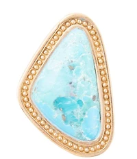 Barse Blue Turquoise Triangle Golden Statement Ring