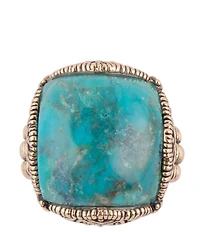 Barse Blue Turquoise Golden Chunky Statement Ring