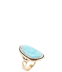 Barse Blue Turquoise Golden Statement Ring