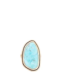 Barse Blue Turquoise Golden Statement Ring