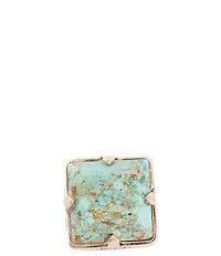 Barse Square Statement Blue Turquoise Golden Ring