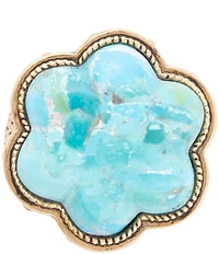 Barse Blue Turquoise Flower Golden Ring