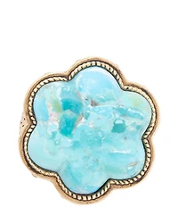 Barse Blue Turquoise Flower Golden Ring