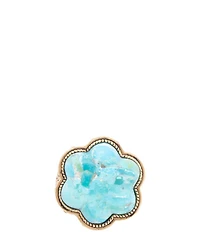 Barse Blue Turquoise Flower Golden Ring
