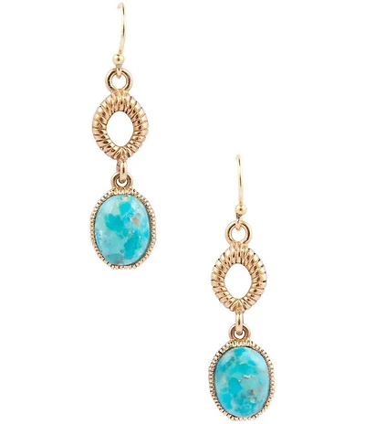 Barse Bronze and Genuine Turquoise Terra Linear Earrings
