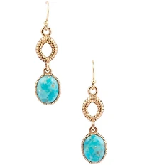 Barse Bronze and Genuine Turquoise Terra Linear Earrings