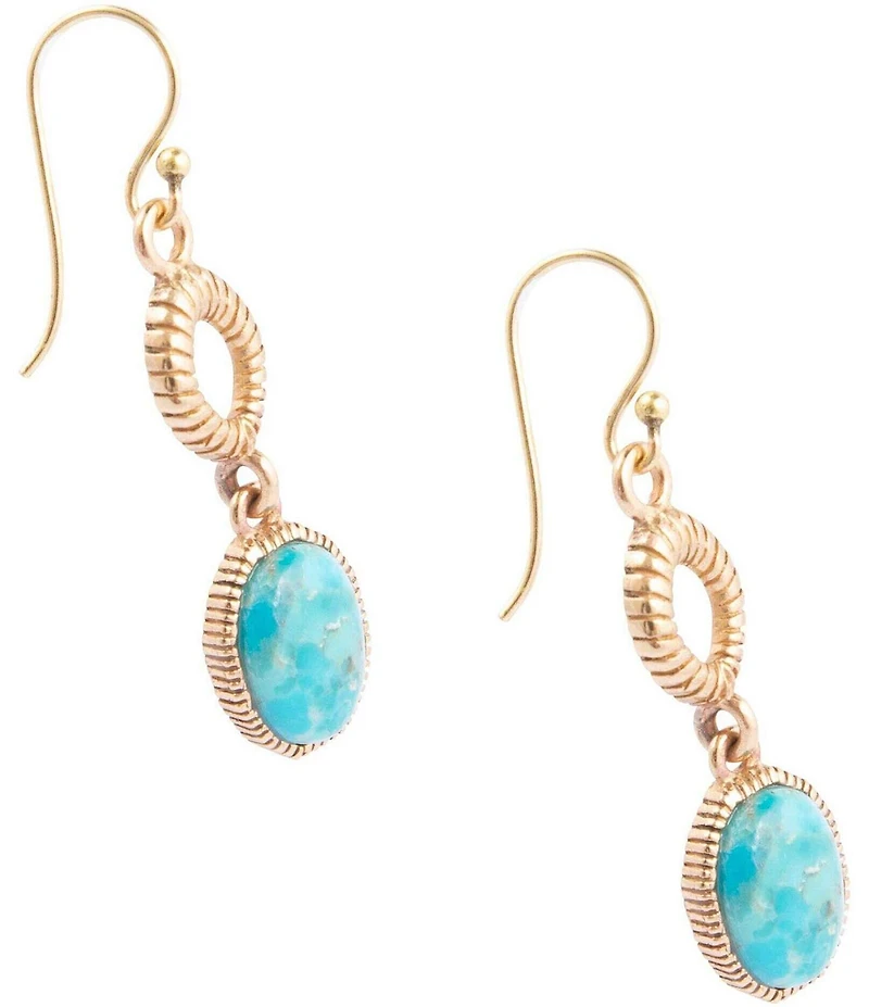 Barse Bronze and Genuine Turquoise Terra Linear Earrings
