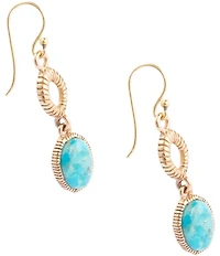 Barse Bronze and Genuine Turquoise Terra Linear Earrings