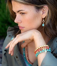 Barse Bronze and Genuine Turquoise Terra Linear Earrings