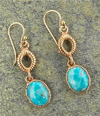 Barse Bronze and Genuine Turquoise Terra Linear Earrings