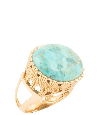 Barse Bronze and Genuine Turquoise Terra Statement Ring