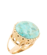 Barse Bronze and Genuine Turquoise Terra Statement Ring