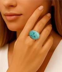 Barse Bronze and Genuine Turquoise Terra Statement Ring