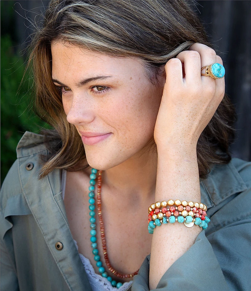 Barse Bronze and Genuine Turquoise Terra Statement Ring