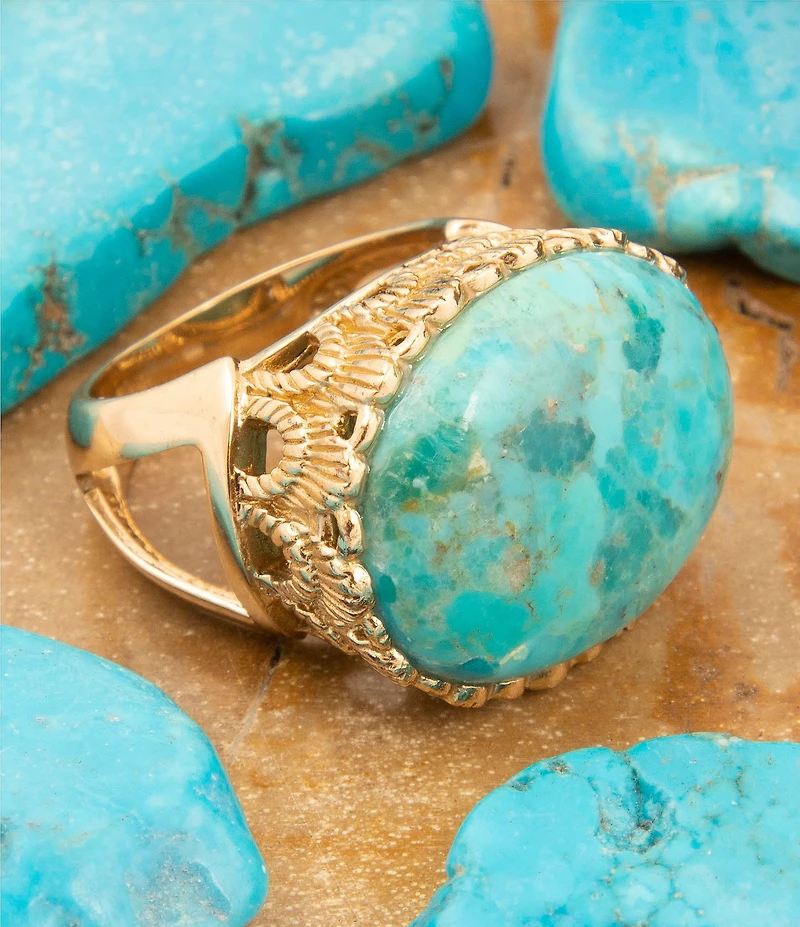 Barse Bronze and Genuine Turquoise Terra Statement Ring