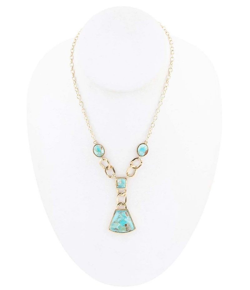Barse Athens Genuine Turquoise Y Necklace