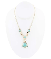 Barse Athens Genuine Turquoise Y Necklace