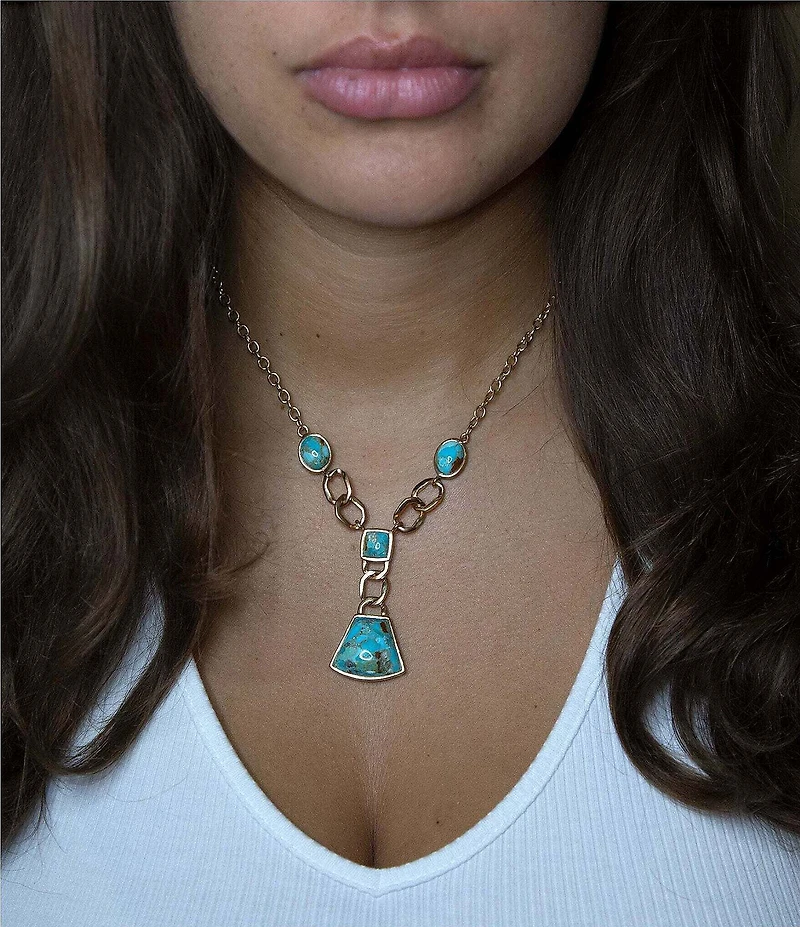 Barse Athens Genuine Turquoise Y Necklace