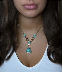 Barse Athens Genuine Turquoise Y Necklace