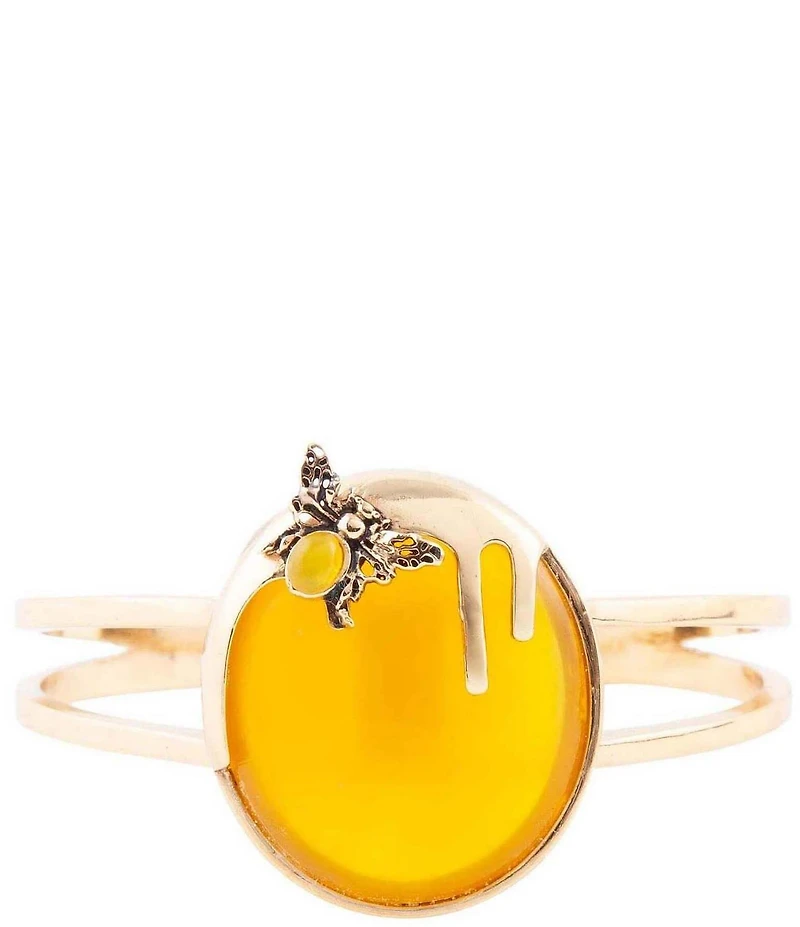 Barse Honey Bee Yellow Agate Golden Cuff Bracelet