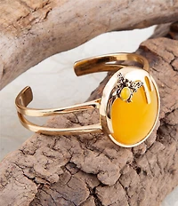 Barse Honey Bee Yellow Agate Golden Cuff Bracelet