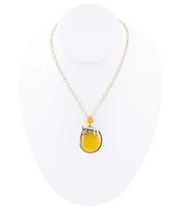 Barse Yellow Agate Honey Bee Drip Golden Statement Pendant Necklace