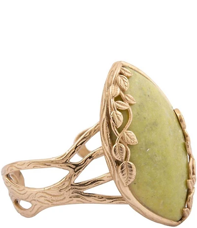 Barse Bronze and Green Jasper Enchanted Vine Cuff Bracelet